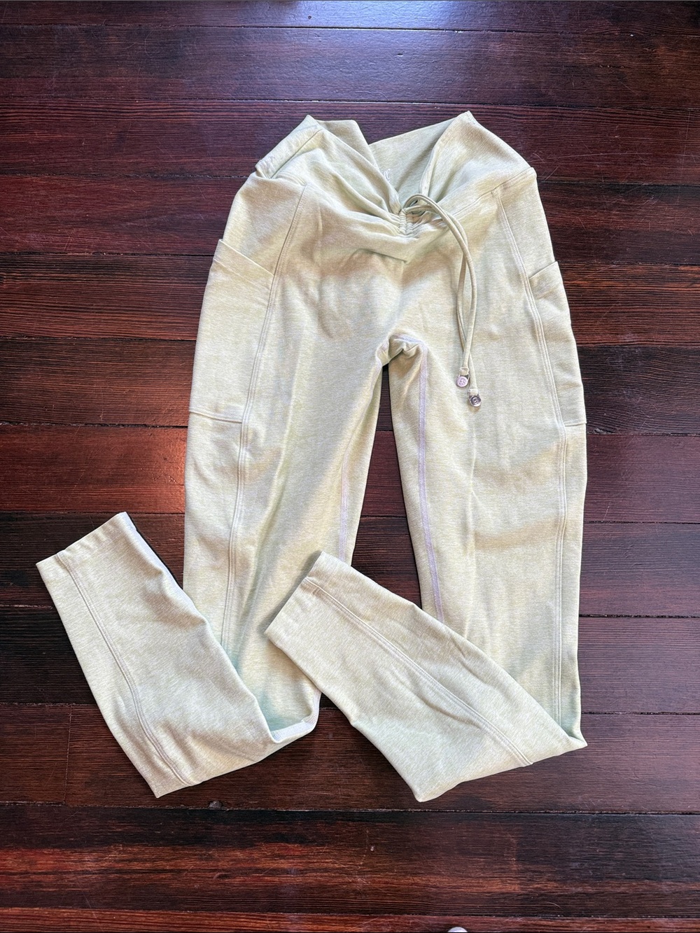 Women's Drawstring Jogger Leggings in Light Sage